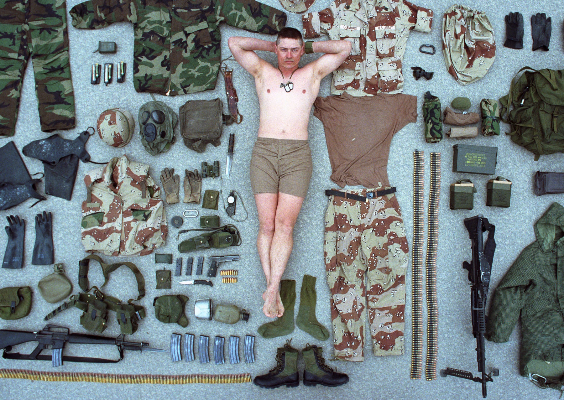 Soldier with Battle Gear Spread Out