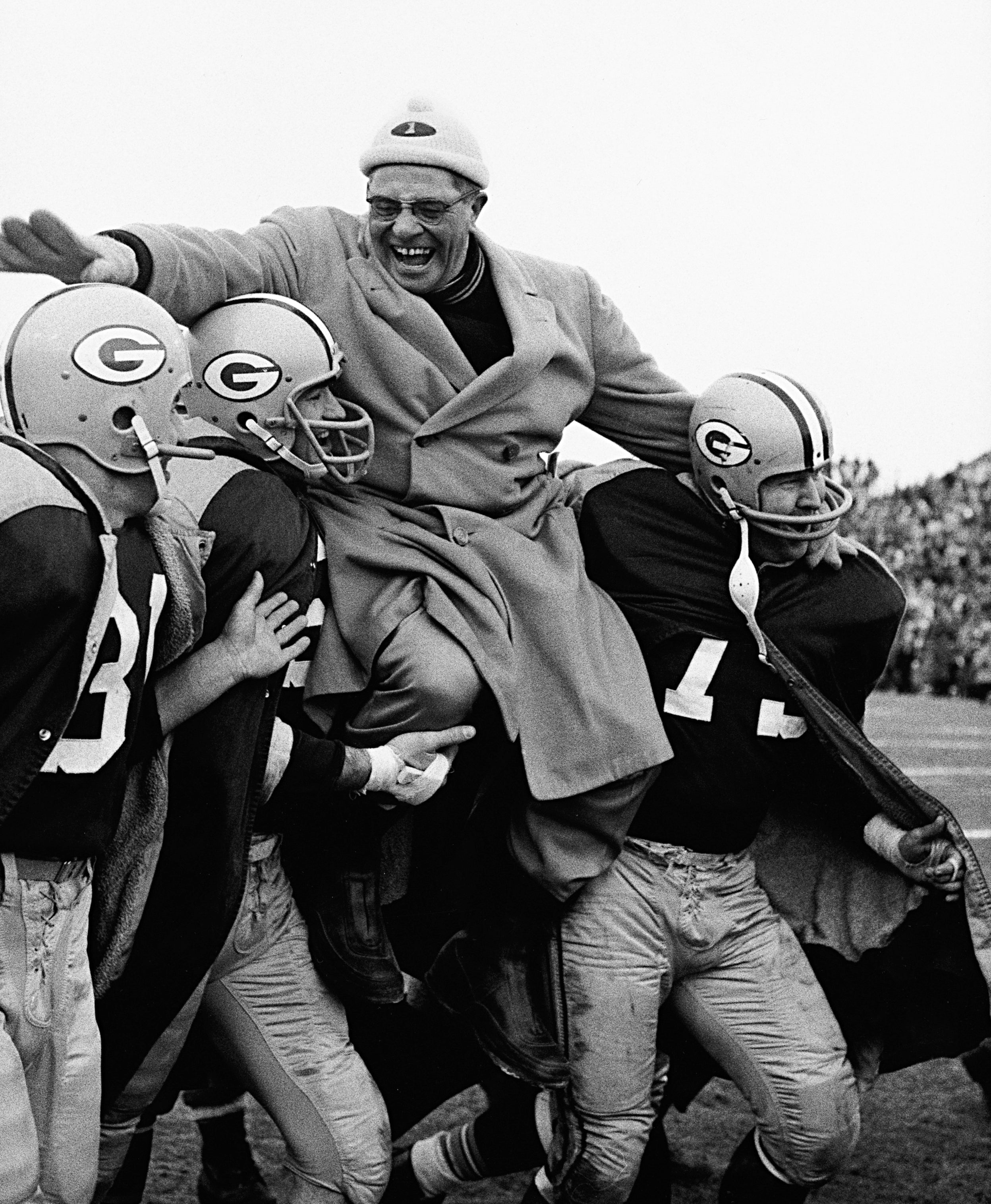 Vince Lombardi, Bart Starr, Jim Taylor, Paul Hornung - Super Bowl I | Neil Leifer Photography 16 x 20 / Edition of 150