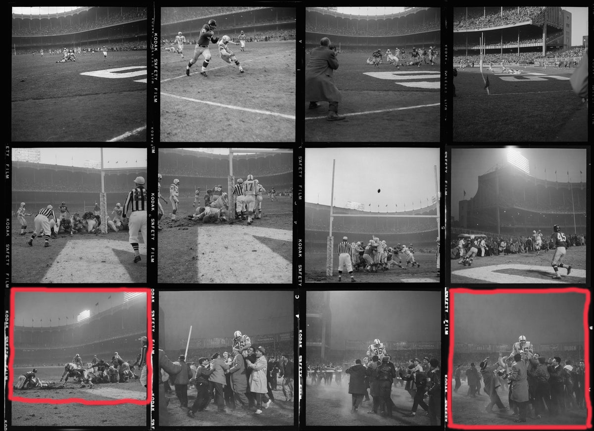 Alan Ameche Scoring Winning Touchdown vs NY Giants in "Sudden Death" Overtime - Contact Sheet