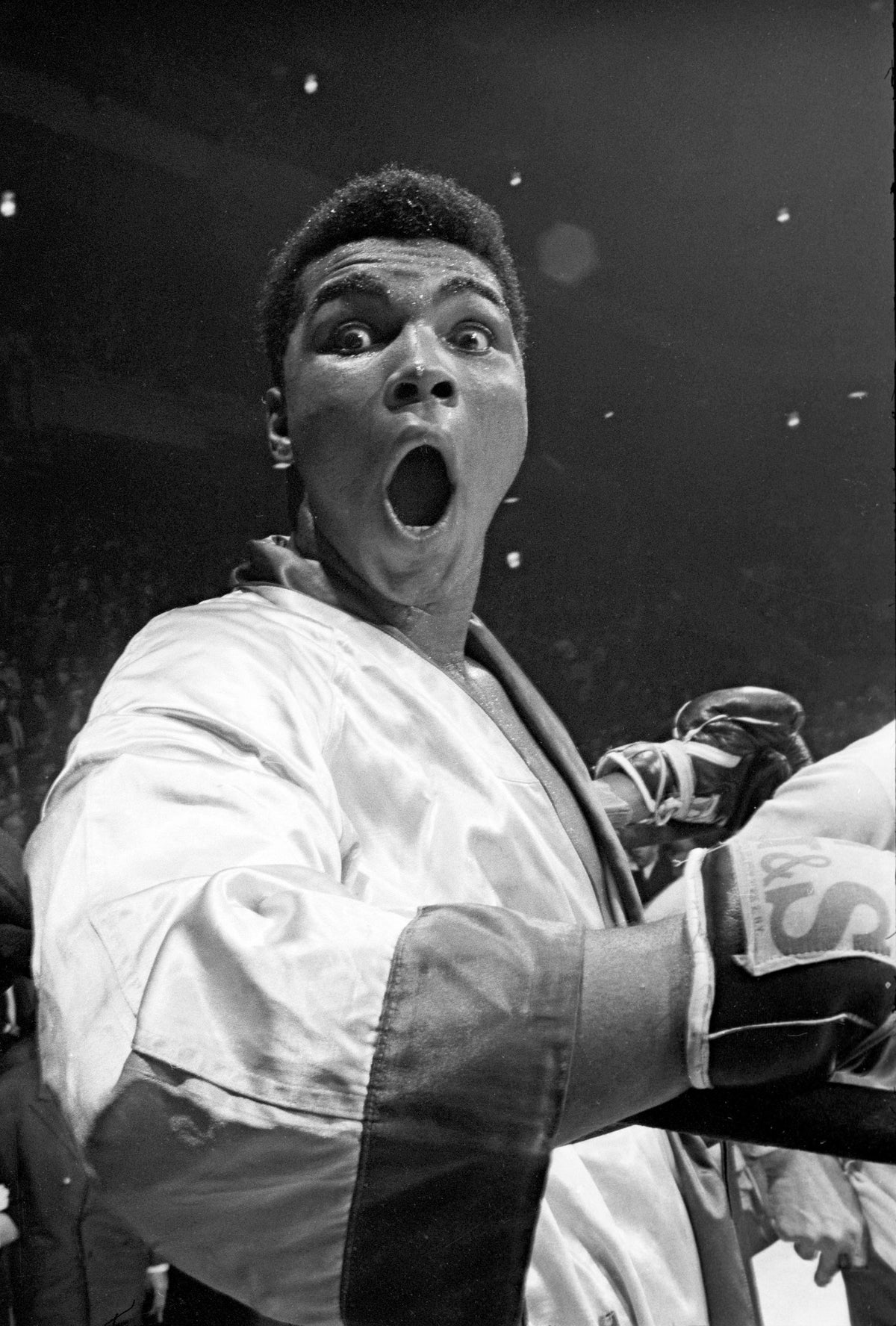 Clay vs Jones, Post-fight - Ali's Mouth Open, Looking at Camera