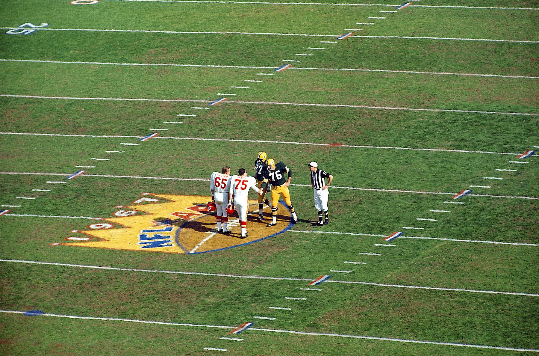 Coin Toss before Super Bowl I between the Green Bay Packers and Kansas City Chiefs