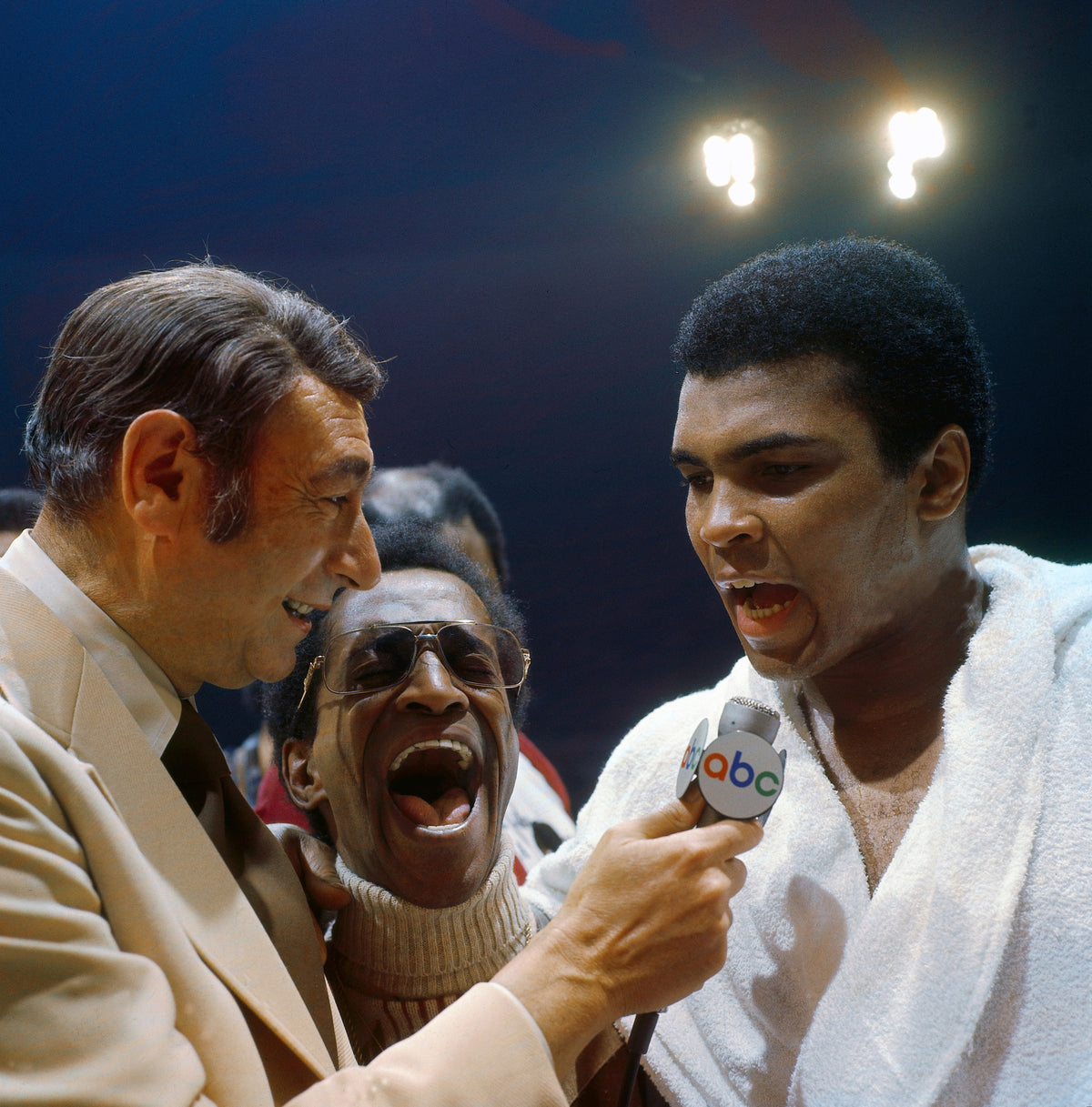 Muhammad Ali, Howard Cosell, and Sammy Davis, Jr.