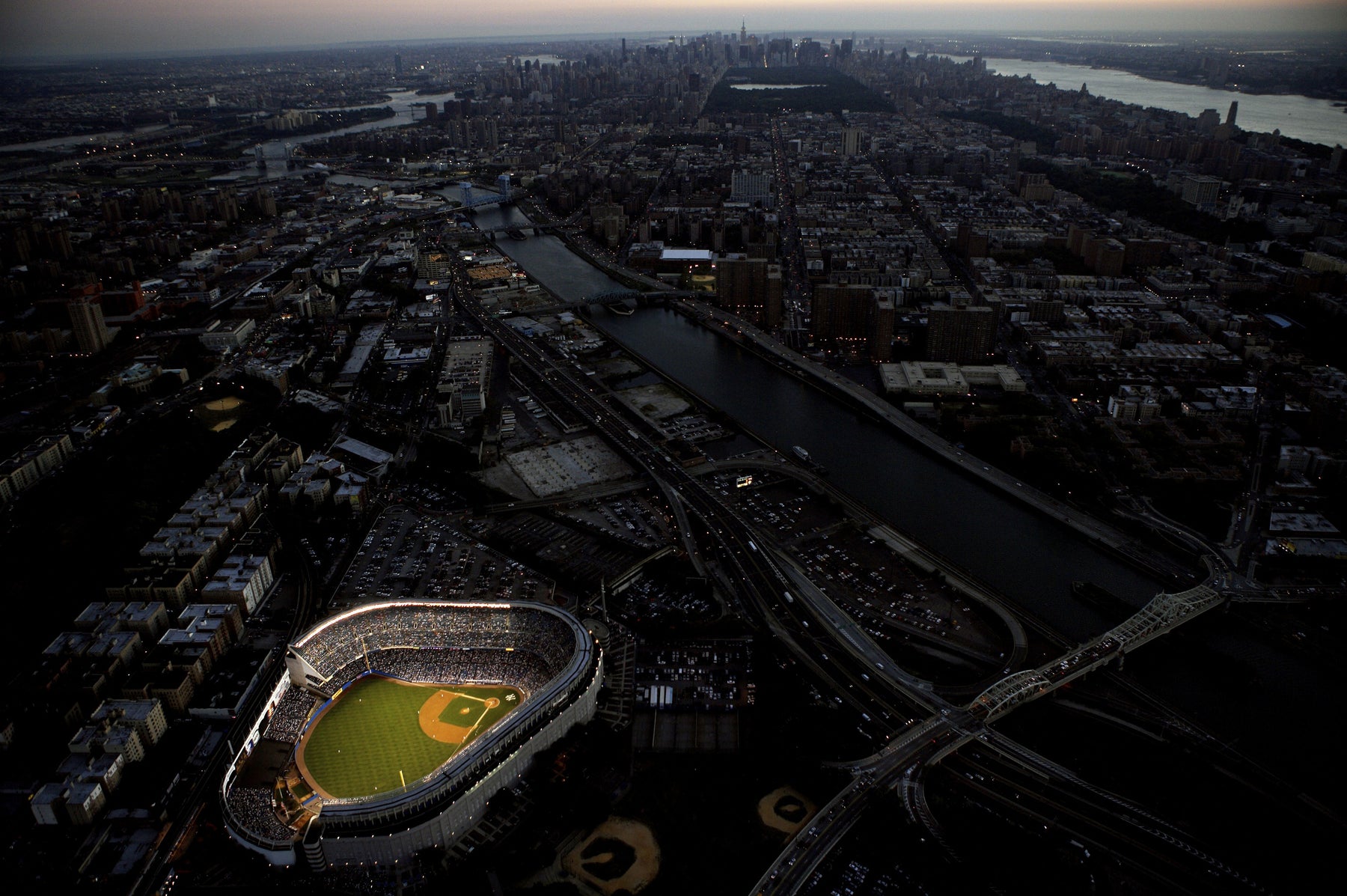 Yankee Stadium at Dusk from Fuji Blimp (Horizontal)