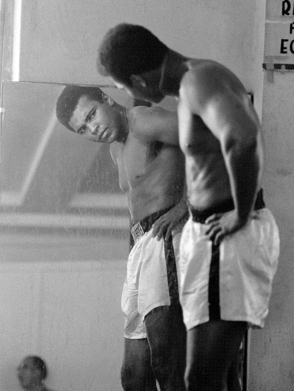 Muhammad Ali in the Mirror at Training Camp
