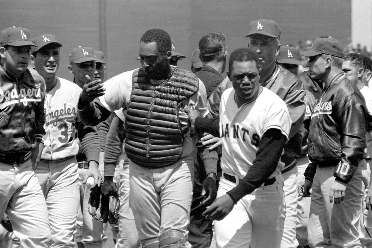 John Roseboro and Willie Mays - Aftermath of Marichal Incident